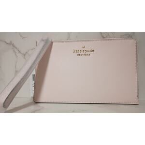 KATE SPADE Chalk Pink Staci Medium Saffiano Leather Zip Wristlet - NWT
